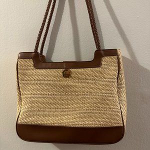 Etienne Aigner Vintage Style Straw Leather Purse Handback Like New